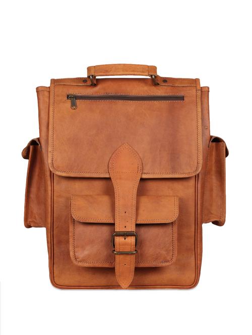 brown pure leather satchel - 82519 - Very Small Image - 1