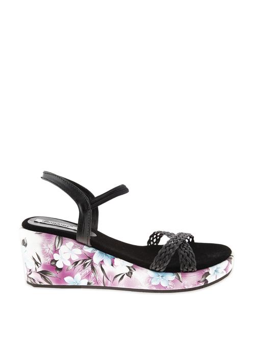 Floral Black Wedges - 82564 - Very Small Image - 1