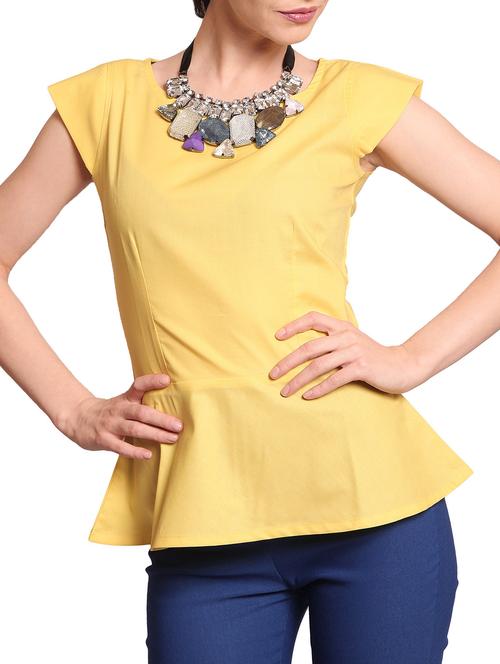 cap sleeved peplum top - 82691 - Very Small Image - 1