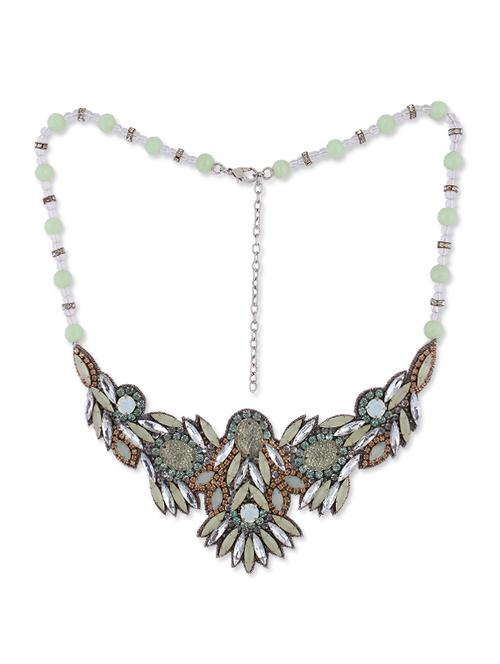 leaf crystal statement neckpiece - 82780 - Very Small Image - 1