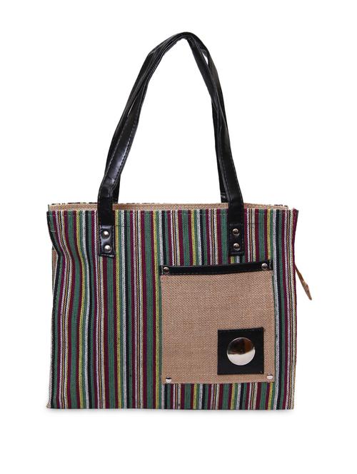 striped jute green handbag - 83202 - Very Small Image - 1