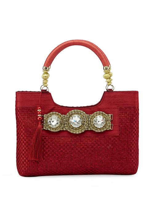 maroon jute weave bag - 850190 - Very Small Image - 1