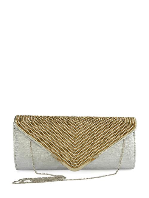 silver embellished v-flap clutch - 850197 - Very Small Image - 1