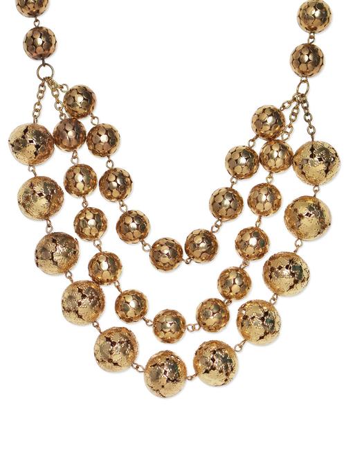 three-layer gold hollow balls necklace - 850644 - Very Small Image - 1