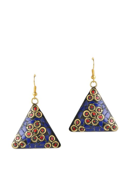 navy blue triangular ceramic earrings  - 850852 - Very Small Image - 1