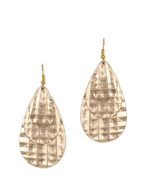 layered matt gold leaf earrings - 851114 - Very Small Image - 1
