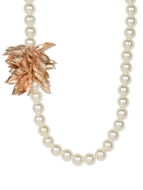 faux pearl elegant leaf necklace - 851135 - Very Small Image - 1