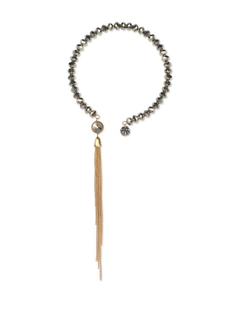 Glossy beads tasselled stretchable neck bib - 851138 - Very Small Image - 1