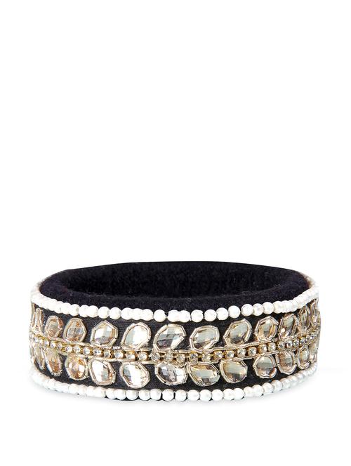 black and white bangle with kundan and stone work - 85156 - Very Small Image - 1