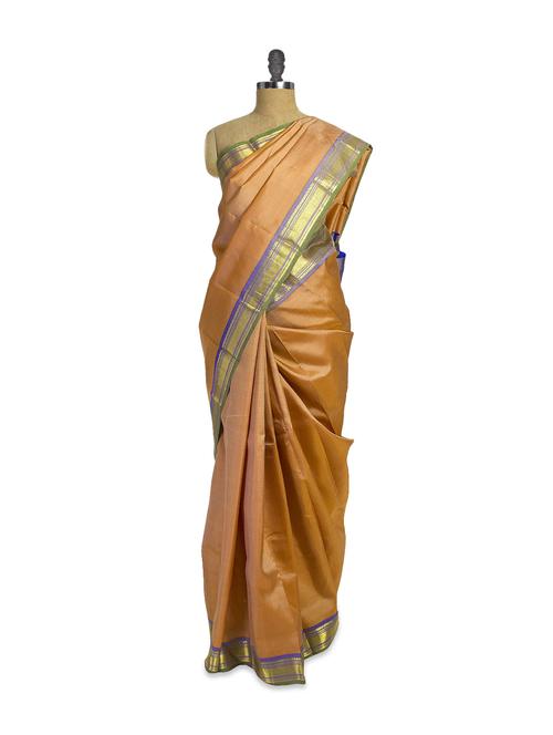 muted orange saree with purple - 851798 - Very Small Image - 1