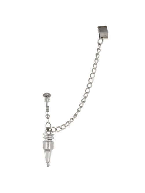 silver punk style curb chain earcuff - 852603 - Very Small Image - 1