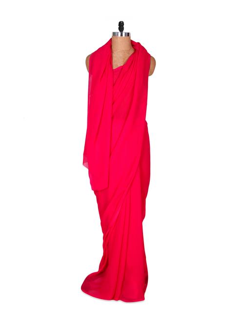 simple dark pink saree - 853312 - Very Small Image - 1