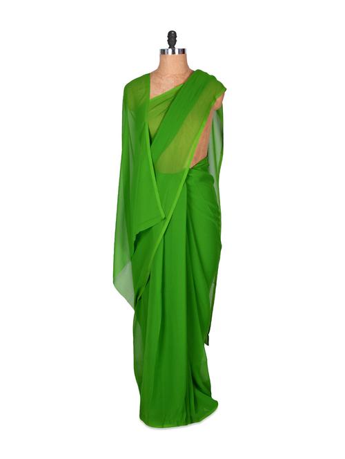 simple leafy green saree - 853323 - Very Small Image - 1
