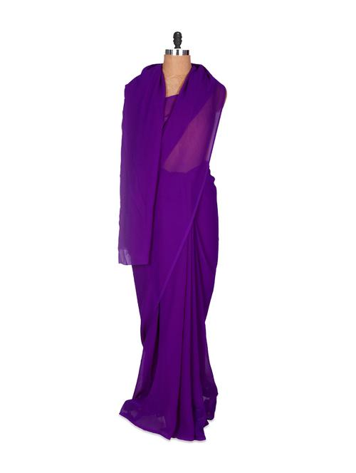 simple violet saree - 853334 - Very Small Image - 1