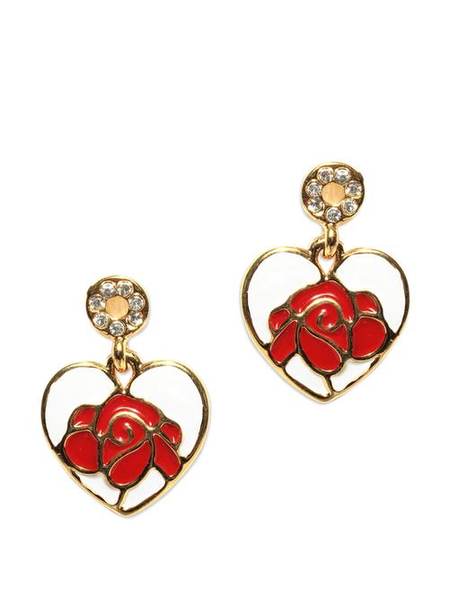 heart & rose drop earrings - 853864 - Very Small Image - 1