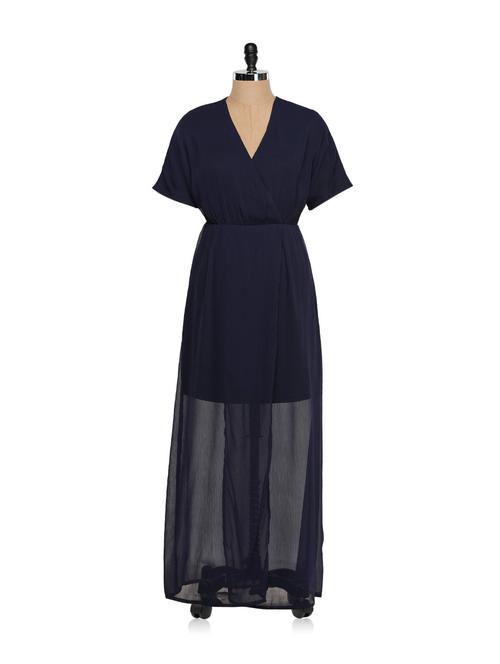 front cross over maxi dress with slit - 854230 - Very Small Image - 1