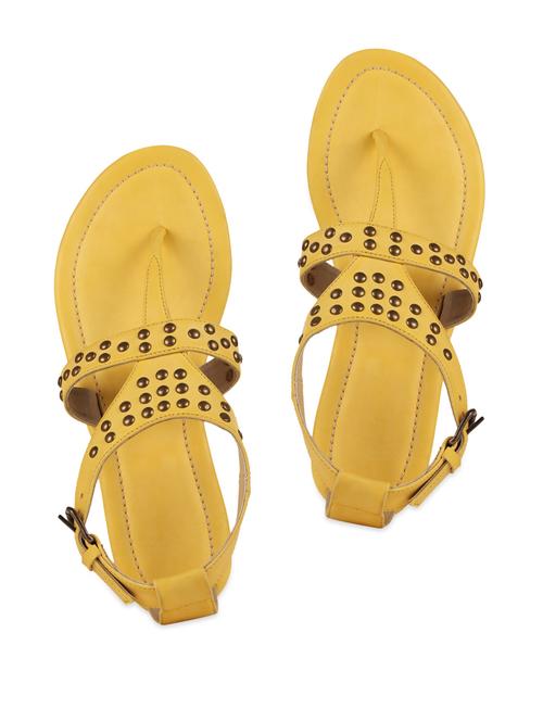 yellow  embellished double strap sandals - 854459 - Very Small Image - 1