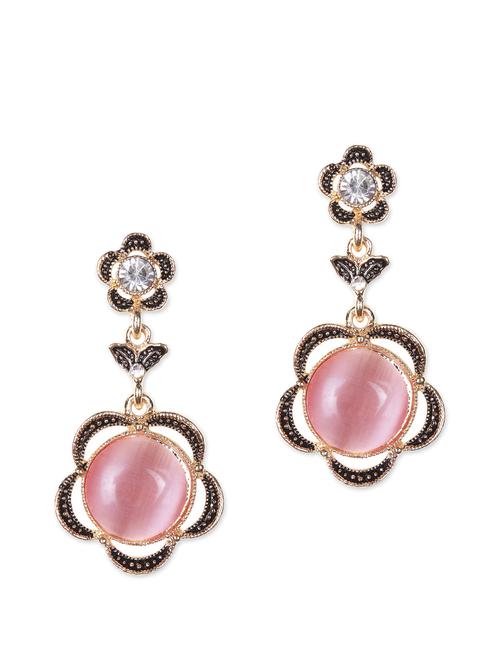 pink floral dangler earrings - 854520 - Very Small Image - 1