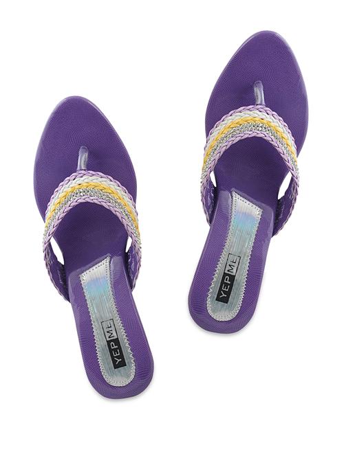 Crystal Studded Purple Wedge Heels - 856298 - Very Small Image - 1