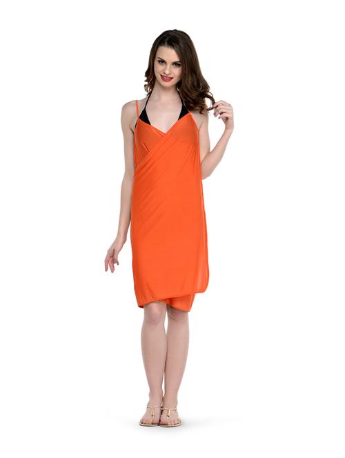 Stylish Orange Cross-Front Beach Cover-up - 856390 - Very Small Image - 1