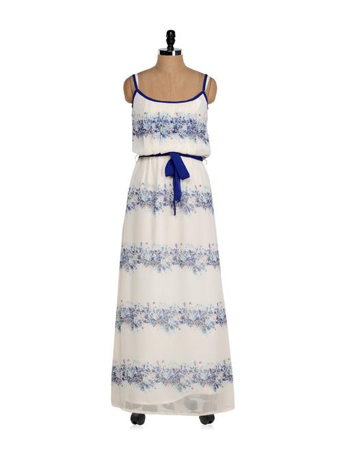 Blue and white elegant maxi dress - 856814 - Very Small Image - 1