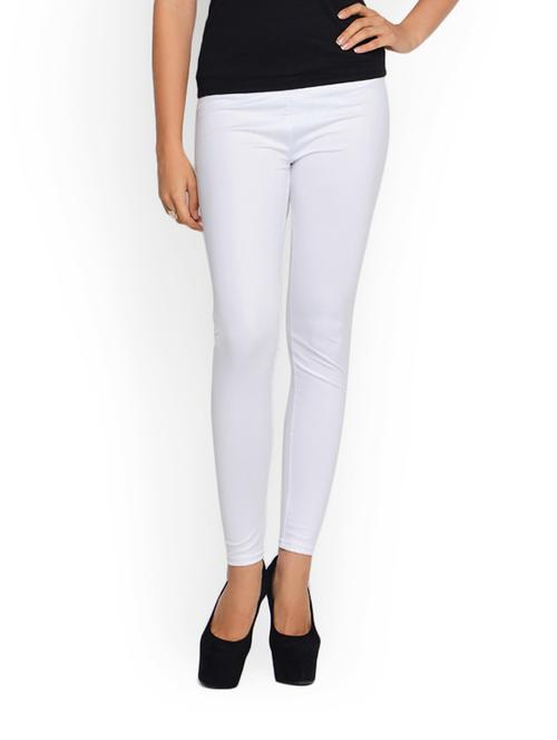 Shiny white polyester leggings - 85820 - Very Small Image - 1