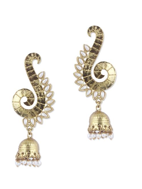 dusty gold and white peacock earrings - 859547 - Very Small Image - 1