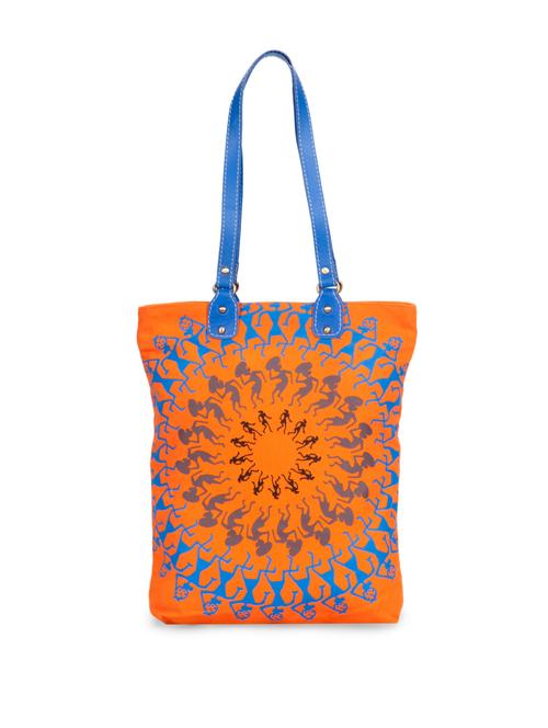 fashionable orange tribal print shopping bag - 860838 - Very Small Image - 1