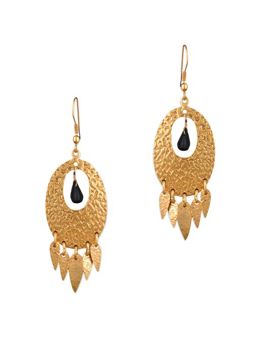 etched oval leafy gold danglers - 861068 - Very Small Image - 1