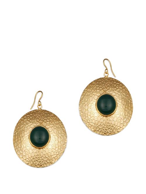 embossed gold studded circular earrings - 861073 - Very Small Image - 1