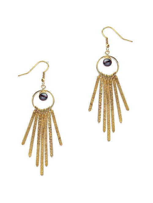 textured tassel gold danglers - 861081 - Very Small Image - 1