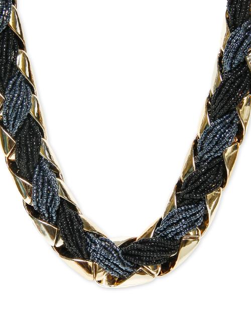 black beaded braid crew necklace - 861273 - Very Small Image - 1