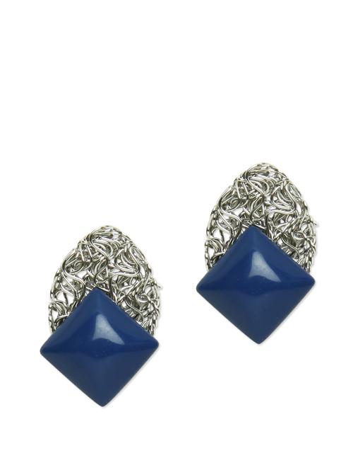 chic stylish blue square gemstone  stud earrings - 861342 - Very Small Image - 1