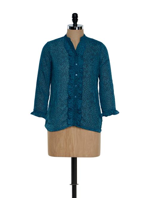 printed ruffle trim shirt - 861630 - Very Small Image - 1