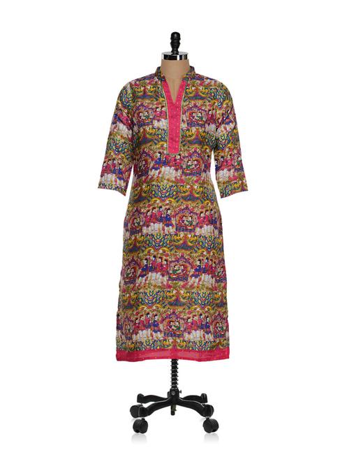 pink tribal inspired kurta - 861874 - Very Small Image - 1
