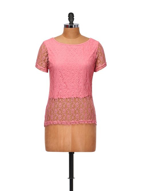 Peach pink lace top - 861980 - Very Small Image - 1