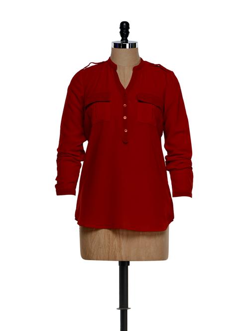 blood red georgette top - 863297 - Very Small Image - 1