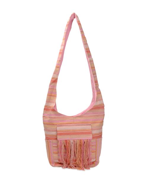 multi-coloured hobo bag with front fringes - 863646 - Very Small Image - 1