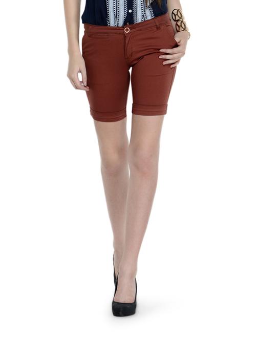 brown cotton lycra shorts - 864108 - Very Small Image - 1