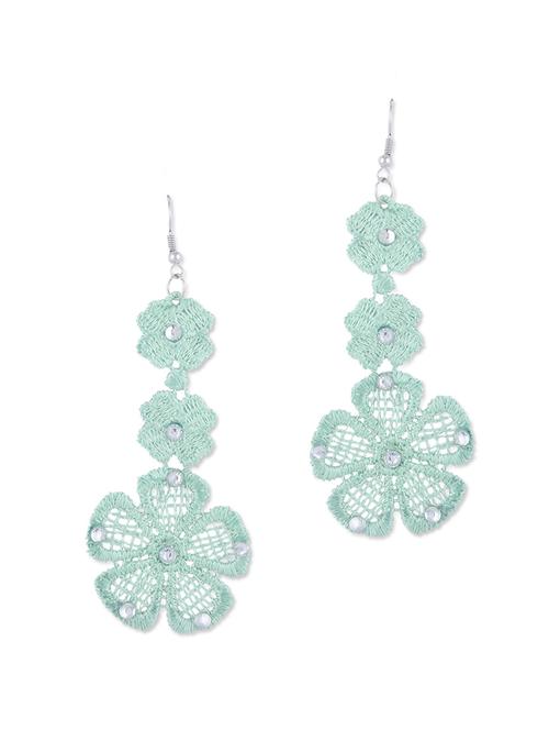 pretty blue crochet floral earrings with crystals - 865880 - Very Small Image - 1