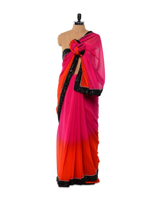 bright ombre chiffon saree - 87604 - Very Small Image - 1