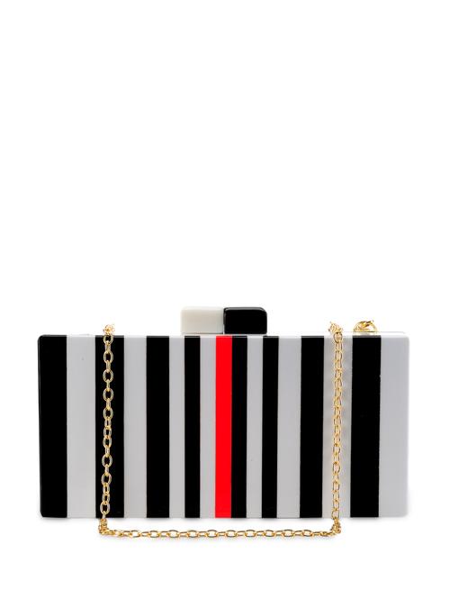 Black & White stripes acrylic clutch - 886384 - Very Small Image - 1