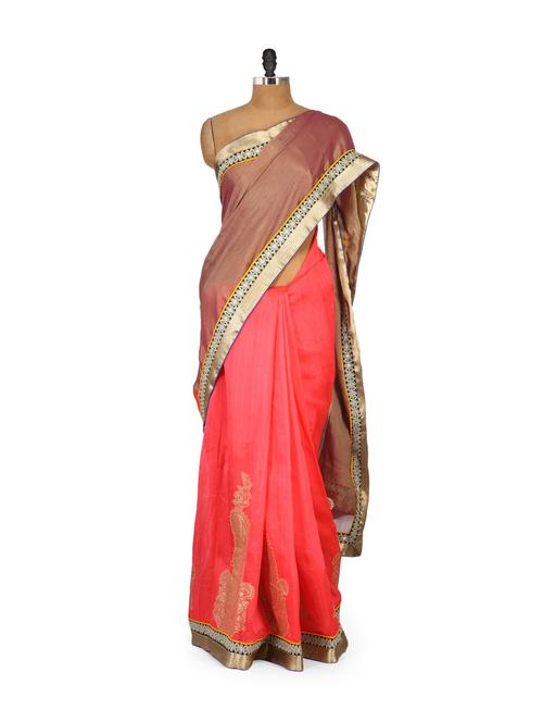 two tone silk saree - 88689 - Very Small Image - 1