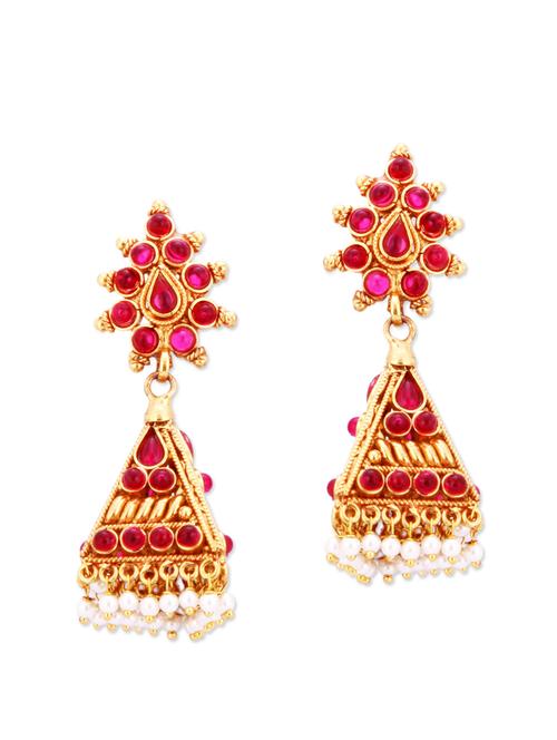 traditional gold jhumkas with triangular base - 887225 - Very Small Image - 1