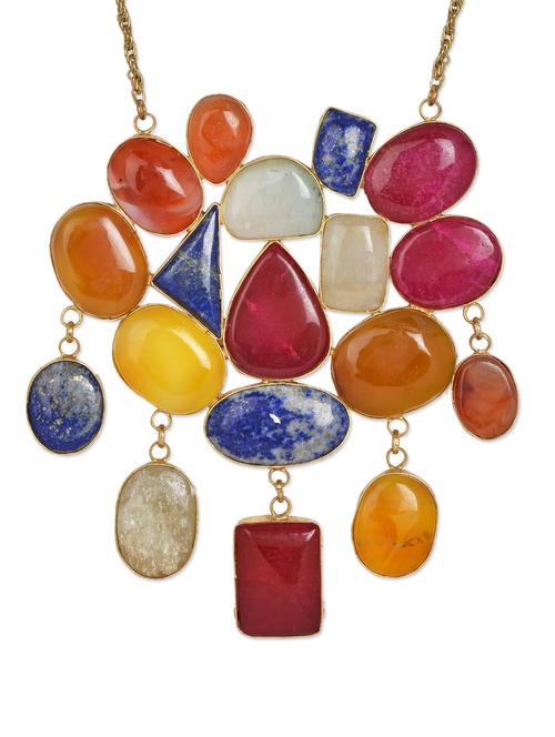 trendy multi-coloured stone necklace - 888432 - Very Small Image - 1