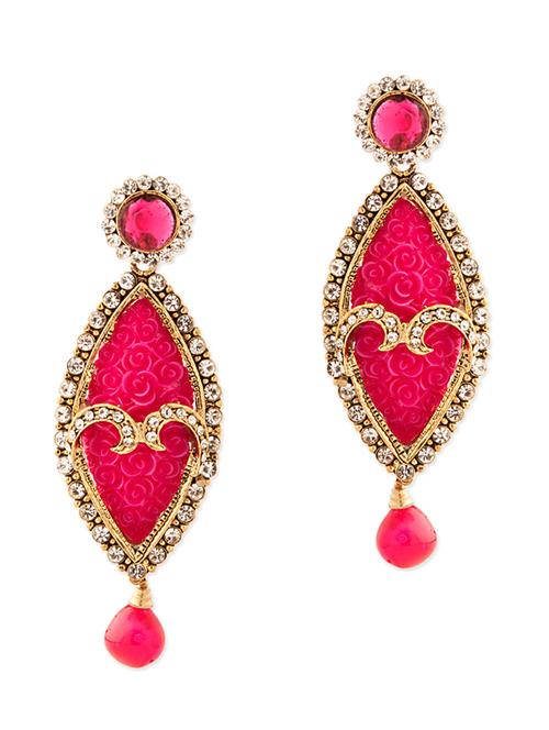Red Embellished Earrings with Drops - 889594 - Very Small Image - 1