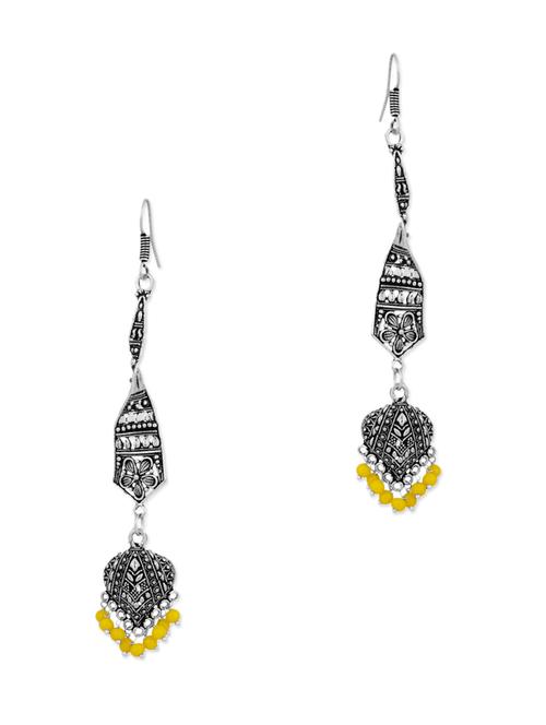 Twisted Silver Earrings With Yellow Beads - 889697 - Very Small Image - 1