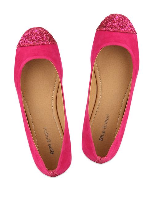 shimmery tip fuchsia pink round toe ballerinas - 890969 - Very Small Image - 1