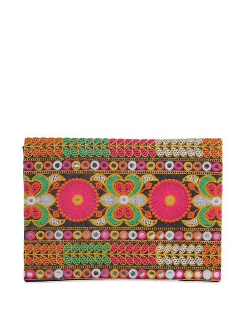 Multi-coloured embroidered envelope clutch with mirror work - 892342 - Very Small Image - 1