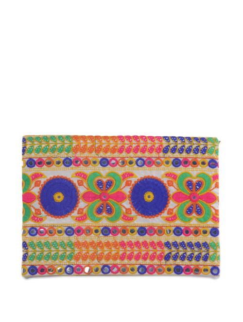 Multi-coloured embroidered envelope clutch with mirror work - 892343 - Very Small Image - 1